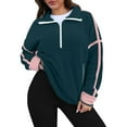 thumbnail image 5 of Womens Hooded Sherpa Fleece Jacket Soft Oversized Pullover with Pockets Warm Cozy Outerwear Dark Green S, 5 of 5