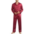 thumbnail image 2 of INSPIRE CHIC Satin Pajamas Set for Men's 2 Pieces Homewear Long Sleeve Nightshirt Casual Loungwear, 2 of 6