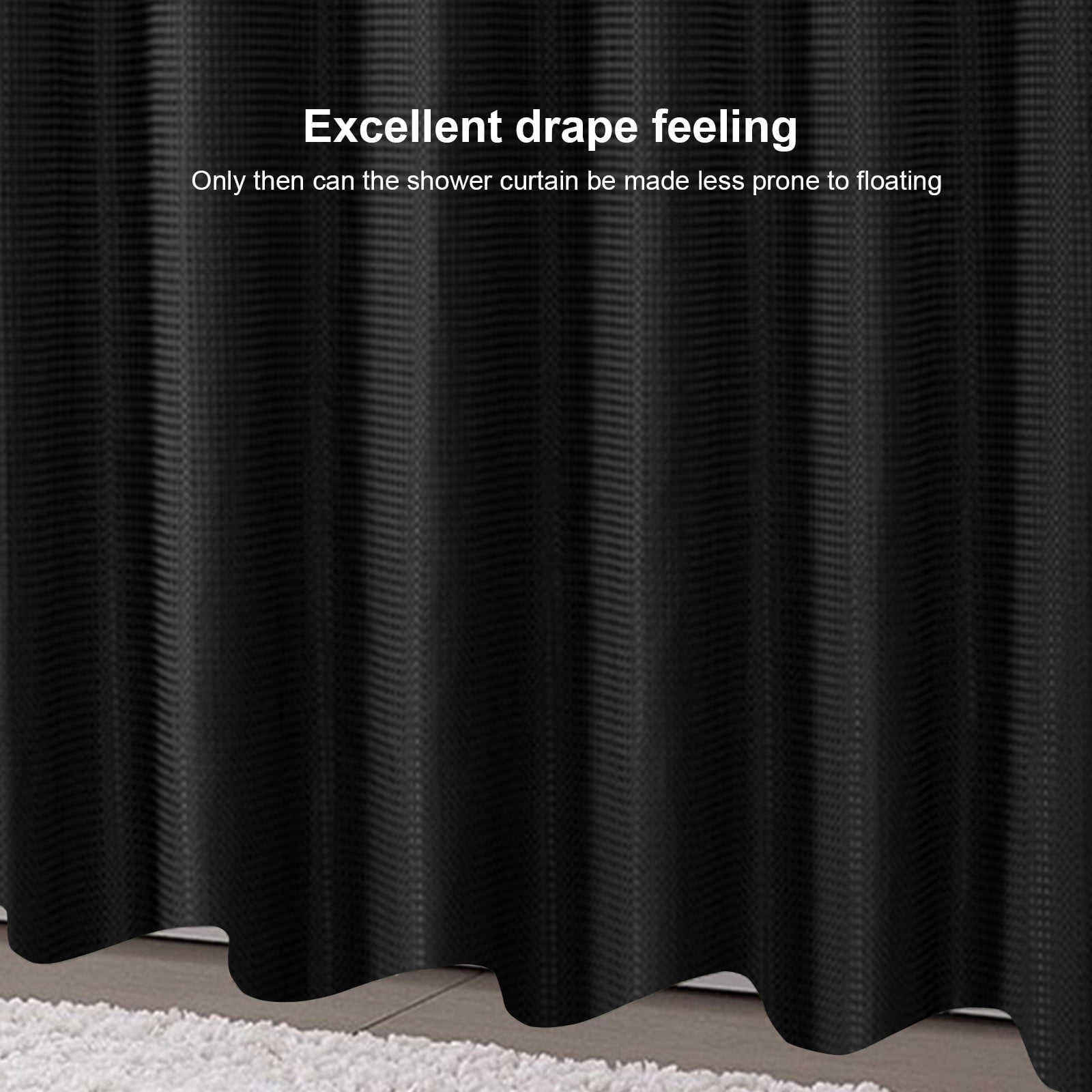 Teal Heavy Duty Polyester Shower Curtain, Hotel Weave Water Repellent Bath Curtain, 180x180cm Cloth Fabric with 12 Hooks, Modern Bathroom Decor