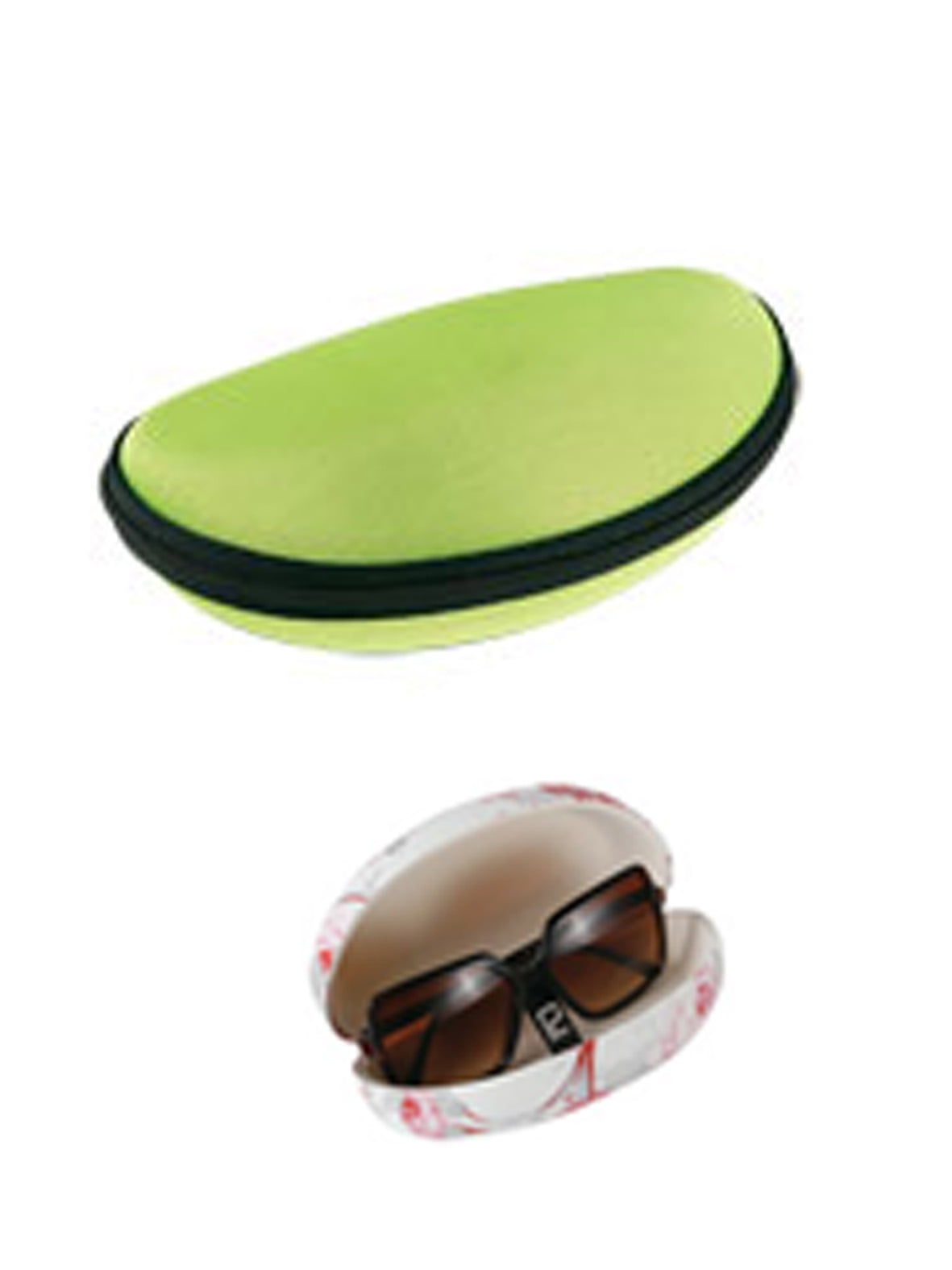 Stylish Zip Up Sun Glass Case Large Green Eyeglass Case (Hard Shell