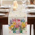 thumbnail image 3 of Table Runners 70 Inches Long Dress Scarves, Spring Floral Farmhouse Coffee/Dining/Kitchen Table Decor, Holiday Table Runner, Watercolor Lavender Daisy Butterflies Linen 13x70 Inch, 3 of 9