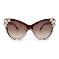 thumbnail image 2 of Womens Diva Rhinestone Bling Jewel Oversized Shield Luxe Rimless Sunglasses Tortoise - Brown, 2 of 5