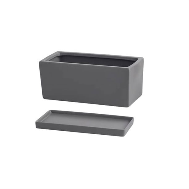 Macetero Rectangular de cerámica con bandeja, artículos for macetas pequeños perforados de escritorio de oficina, verde, Simple, escandinavo, suculento