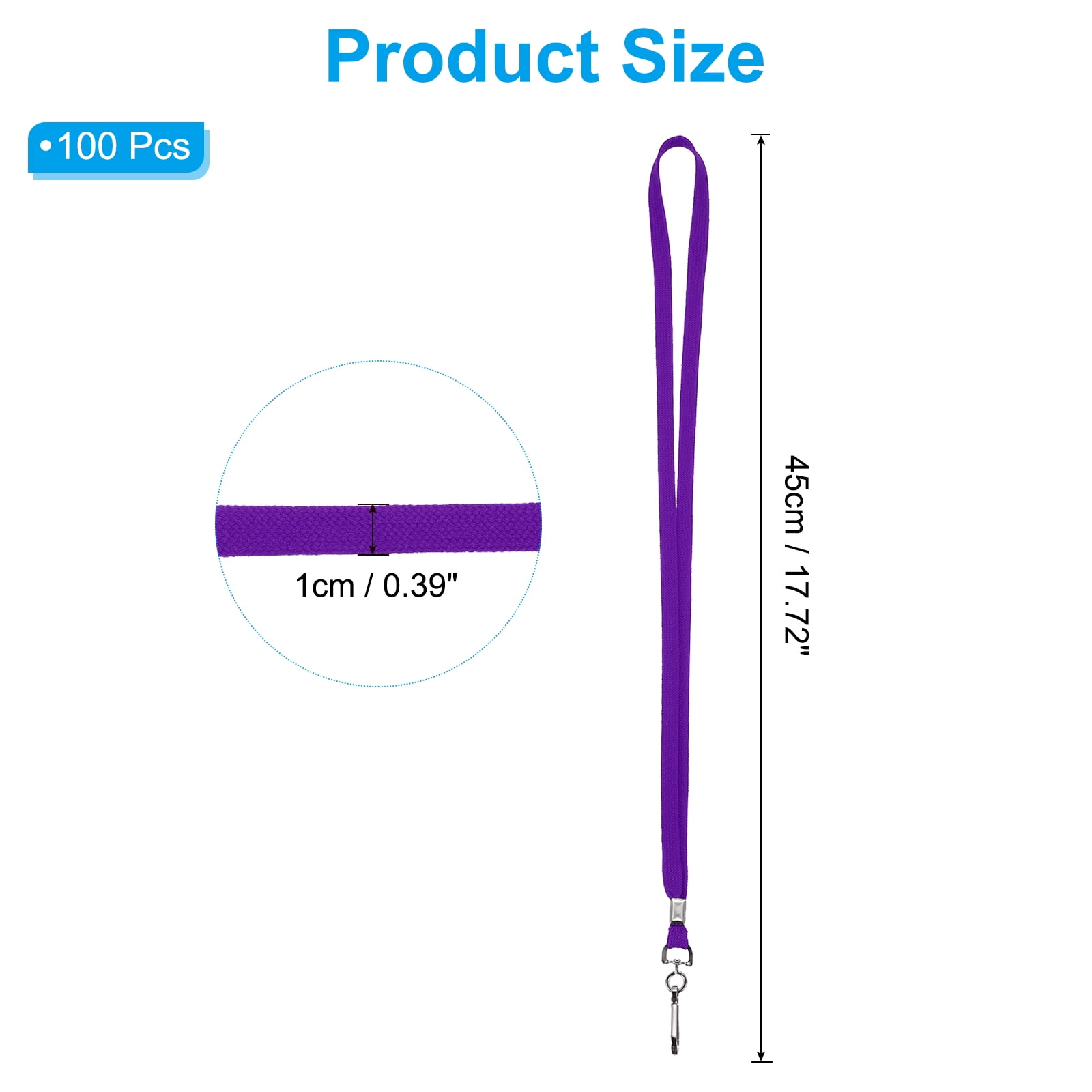 Uxcell Lanyards, 100 Pack Neck Lanyards Bulk with Swivel Hook Clip for ID Badges Holder, Keys, Office, Teachers, Purple