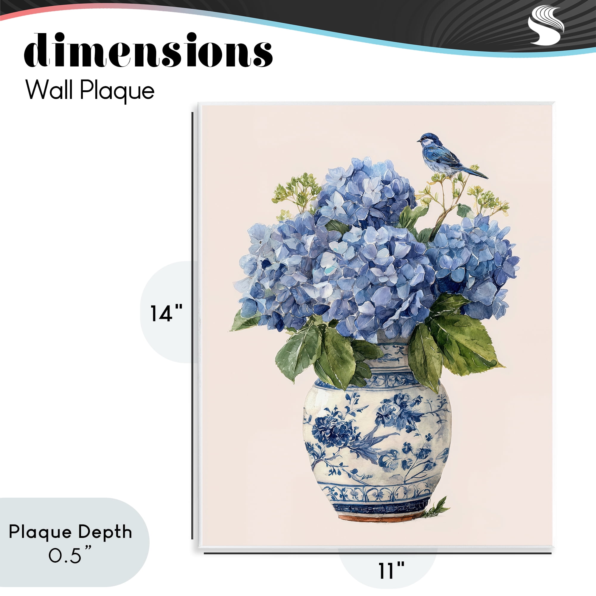 Stupell Industries Songbird Perched on Hydrangeas Wall Plaque Art, design by Imagine It Images