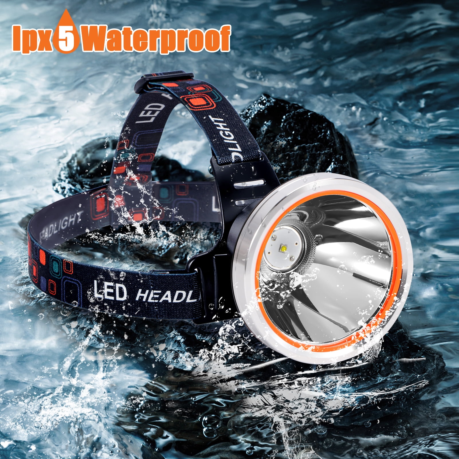 Yongkist Super Bright Rechargeable LED Headlamp, High Power Waterproof Spotlight with Long-Lasting Battery, Perfect for Coon Hunting, Camping, Fishing, and Outdoor Activities