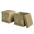 thumbnail image 6 of Lavish Home Set of Two 15-inch Foldable Ottomans with Storage Pockets, Beige, 6 of 6