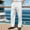White, variant on ZZwxWA Mens Fashion Striped Pants Cotton Linen Casual Loose Fit Drawstring Lightweight Sweatpants Elastic Waist Trousers