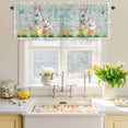 thumbnail image 4 of Valances for Windows Happy Easter Bunnies Duck Rod Pocket Short Curtain for Bathroom Living Room Bedroom Watercolor Eggs Striped 1 Panel 42x12in, 4 of 9