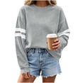 thumbnail image 4 of Staron Fall Winter Sweaters for Women Cozy Oversized Knit Pullover Round Neck Long Sleeve Loose Comfy Casual Basic Fashion Tops Gray S, 4 of 7