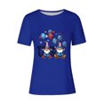 thumbnail image 4 of Tops de Ajuste Suelto para las Mujeres Sudadera Casual Impresa Manga Corta Cuello Redondo Superior, Poliéster, 4 of 7