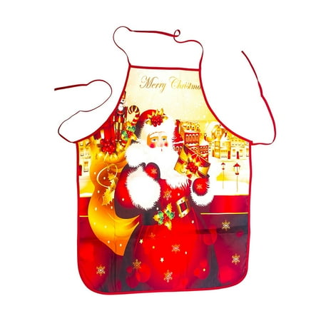 

Christmas Themed Apron Home Kitchen Party Printing Pattern Apron Holiday Decoration D Type