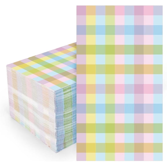 Easter Spring Guest Napkins Colorful Buffalo Plaids Disposable Napkins Pastel Checkered Decorative Paper Napkins for Party Supplies Table Decor