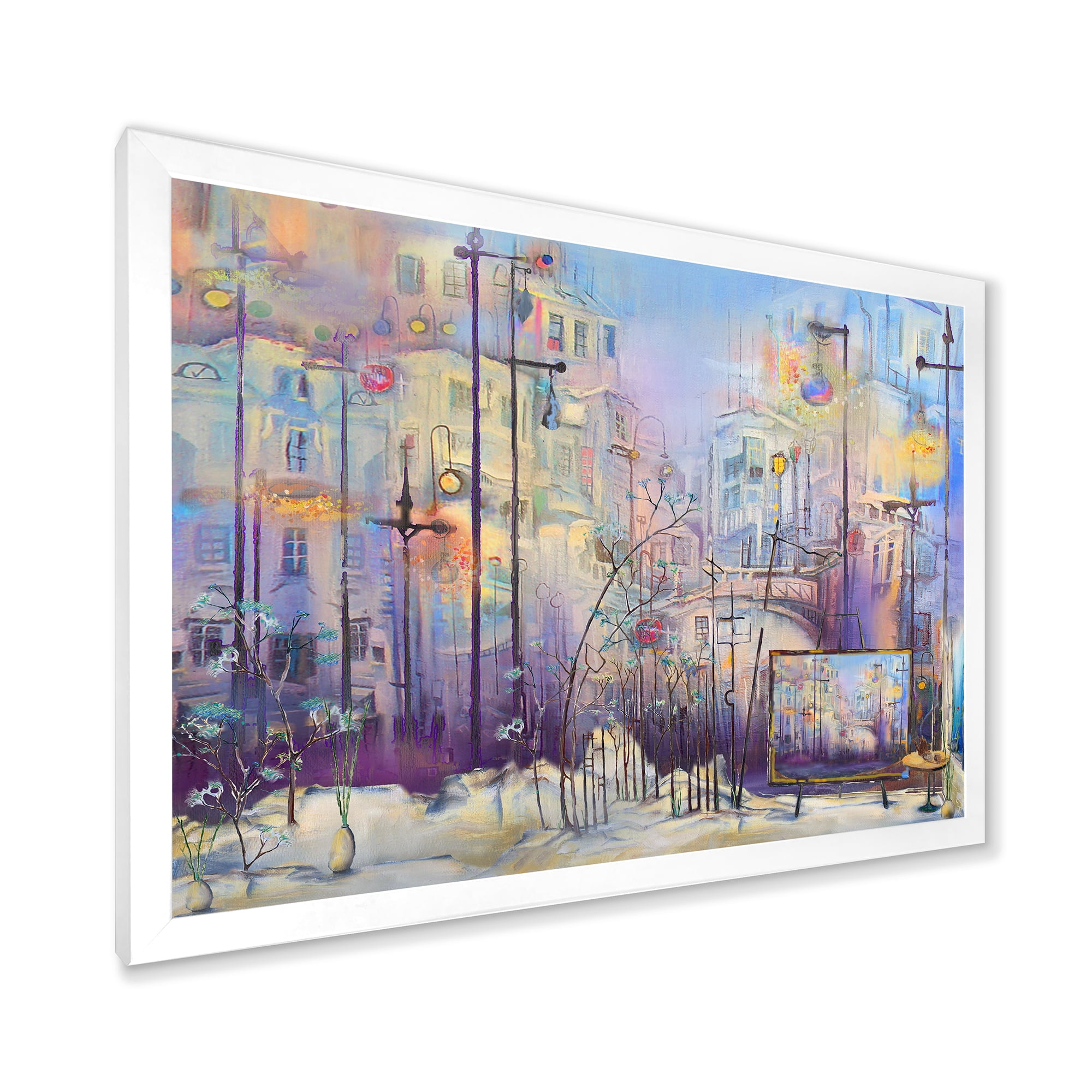 Designart 'Abstract Cityscape With Pastel ' Modern Framed Art Print