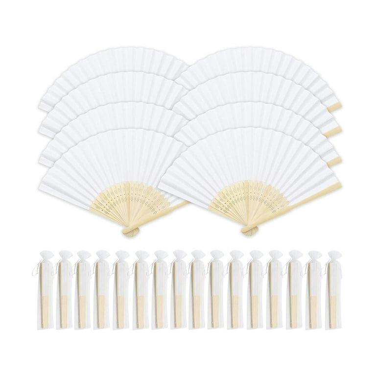 16x Hand Fans Bamboo Hand Held Fan for Drawing Blank Paper Folding Fans  Bulk for Preschool Supplies Home Party Favors DIY Decoration Multicolor 