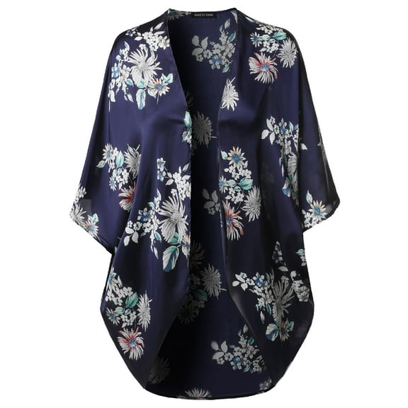 FashionOutfit Women's Loose Floral Super Light Kimono Cardigan Blouse Top MADE in USA