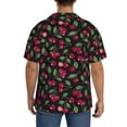 thumbnail image 3 of Sikiie Ripe Red Cherry Men's Cuban Shirt, Hawaiian Shirts, Business Casual Button Down Shirts, Short Sleeve Shirt-Large, 3 of 5
