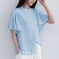 thumbnail image 2 of Camisas de Manga Corta para las Mujeres Casual, Botón de Cuello en V de la Moda de Verano, Top Suelto/Camisa Casual, 2 of 8
