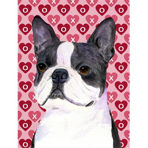11 x 15 In. Boston Terrier Hearts Love Valentines Day Flag, Garden Size