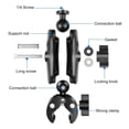 thumbnail image 4 of PULUZ PU909B Motorcycle Clamp Handlebar Super Clamp Mount Dual 360° Rotatable Ball Head with Sports Camera Mount Adapter & 1/4 Inch Screw Mount Adapter Replacement for GoPro X3/X2, 4 of 7