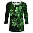 thumbnail image 4 of T-Shirt à Col Rond Imprimé de la Saint-Patrick pour Femmes, Manches Trois Quarts 3/4, Coupe Ample, 4 of 5