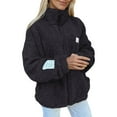 thumbnail image 1 of Chaqueta Informal de Gran Tamaño para Mujer, Abrigo de Felpa con Solapa, Cremallera y Bolsillos, para Otoño e Invierno. Negro XXL, 1 of 5
