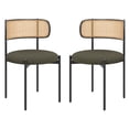 thumbnail image 2 of Xukmct 2 Pack Rattan Back Side Chair with Metal Legs, Upholstered Dining Chair for Dining Room, Living Room, Green, 2 of 10