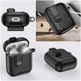 thumbnail image 3 of Decase Compatible with Apple Airpods 2nd Gen / 1st Gen Case with Phone Stand,Full Body Drop Protection Cover Automatic Snap Switch Lock Design with Carabiner Keychain Headphone Case,White, 3 of 7