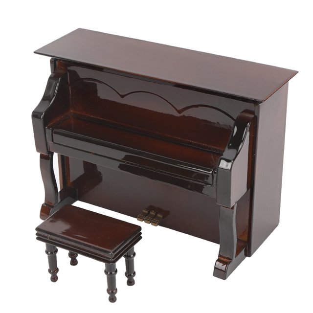 Modelo de instrumento musical Piano vertical en miniatura de madera Piano en miniatura Caja de música para piano Construcción robusta Jadeshay A