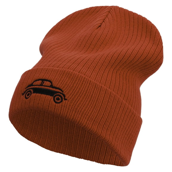 Classic VW Beetle Symbol Embroidered Big Size Cuff Long Beanie - Red XL-3XL