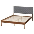 thumbnail image 3 of Baxton Studio Modern Grey Woven Fabric and Walnut Brown Wood Queen Size Platform Bed, 3 of 6