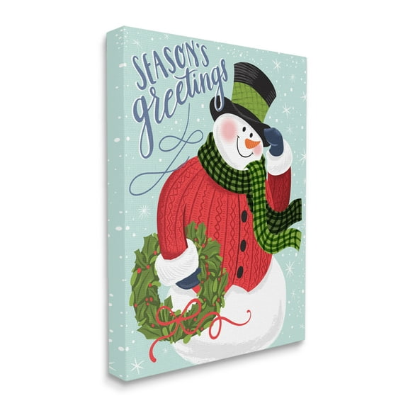 Stupell Industries Season's Greetings Expression Festive Winter Holiday Snowman, 16 x 20, Design by Arrolynn Weiderhold
