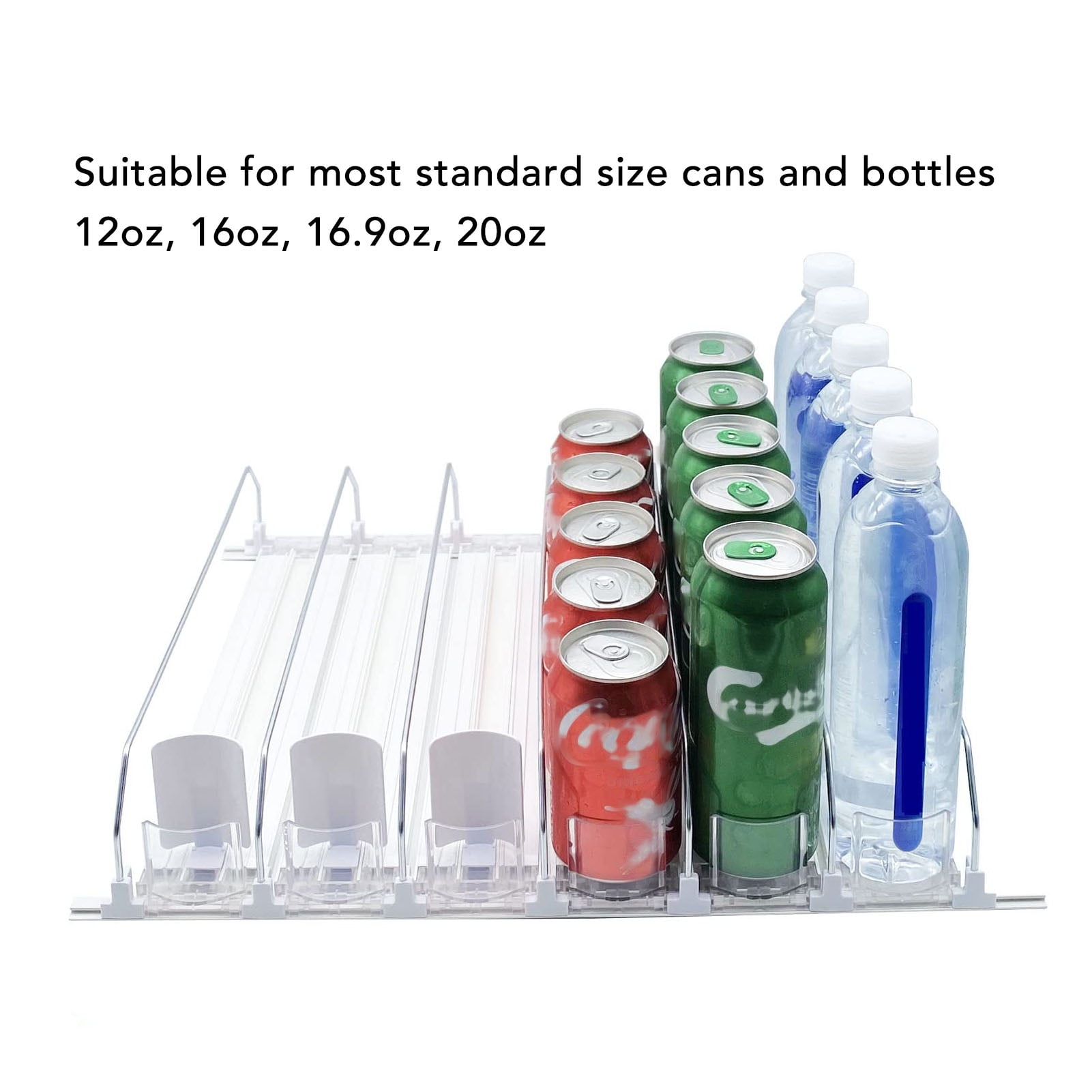 Distributeur De Boissons Réfrigérateur 6 Rangées - Organisateur Canettes Et Bouteilles à Ressort - Largeur Ajustable (Noir)
