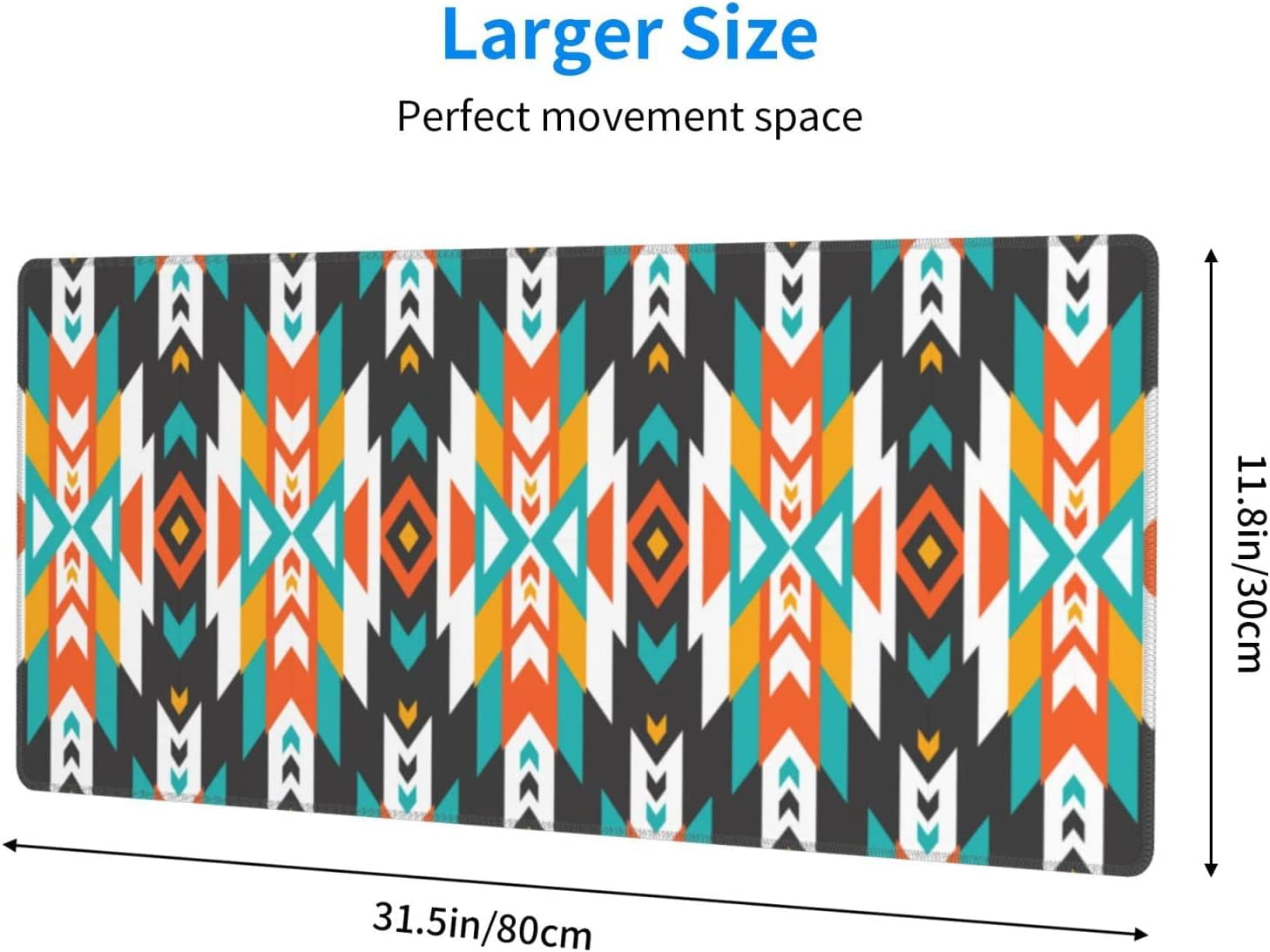 American Ethnic Culture Gaming Mouse Pad XL, Extended Stitched Edges Mousepad, Large Mouse Mat Desk Pad, Long Non-Slip Rubber Base Mice Pad（31.5x12 Inch）