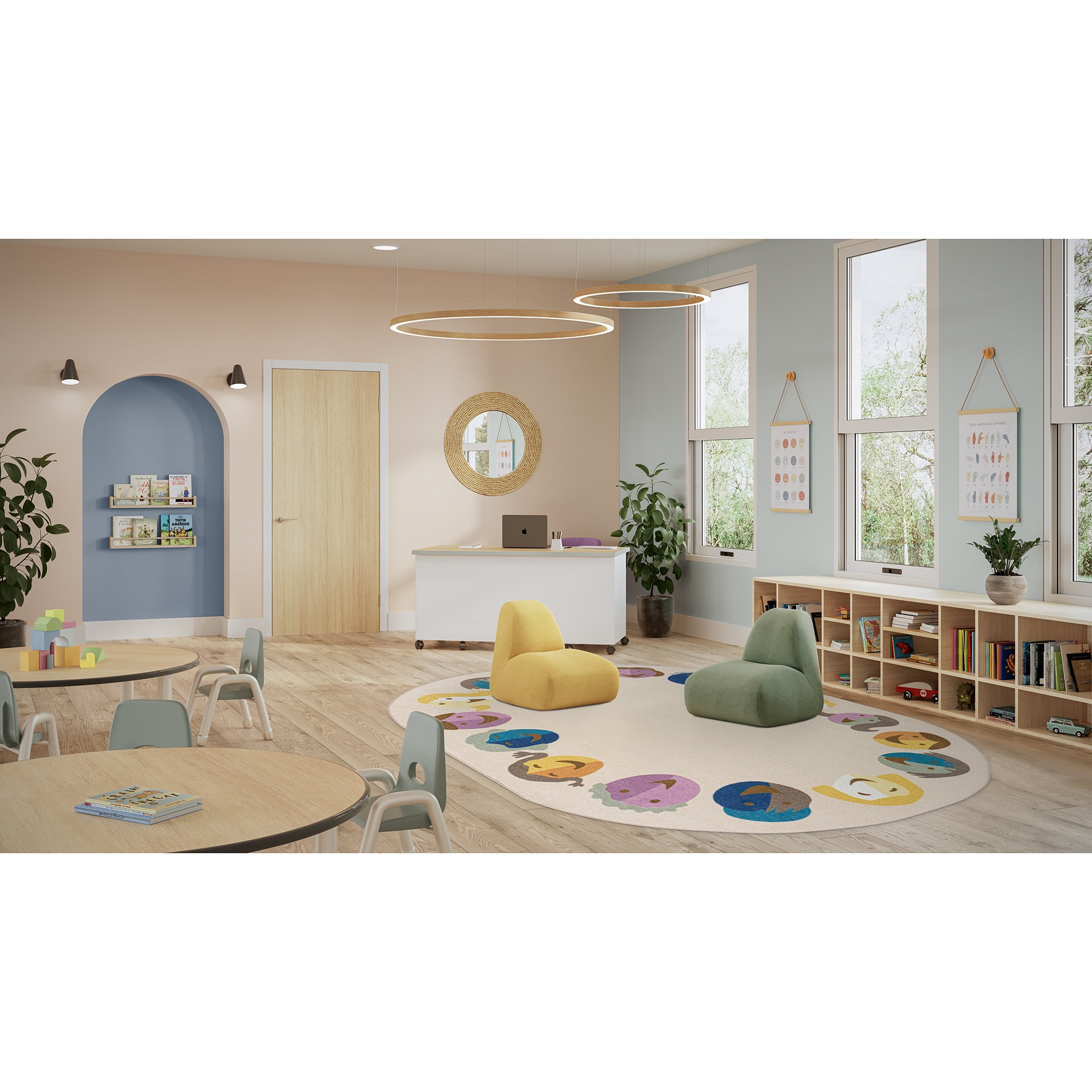 Joy Carpets Faces of Joy 5'4" x 7'8" Indoor Oval Area Rug in Color Multi