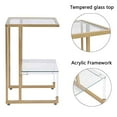 thumbnail image 2 of Glass End Table Mordern Golden Side Table for Living Room Acrylic Tempered Glass Sofa Tables Transparent Small 2-Tier Bedroom Corner Coffee Table, 2 of 7