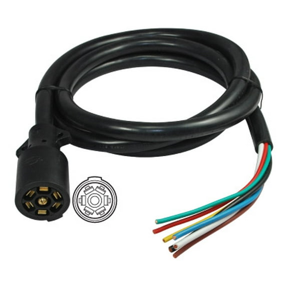 Conntek ROJ Black 7 Way Plug Inline Trailer Cord (8-Feet)