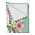 thumbnail image 2 of Floral Soft Flannel Fleece Throw Blanket, Tropical Flower with Flamingos Retro Wedding Romance Petals Graphic Artwork, Cozy Plush for Indoor and Outdoor Use, 60" x 80", Mint Green Pink, by Ambesonne, 2 of 5