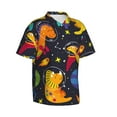 thumbnail image 2 of Kll Men'S Hawaiian Shirt Short Sleeve Button Down Beach Shirts-Dinosaurs In Space, 2 of 8