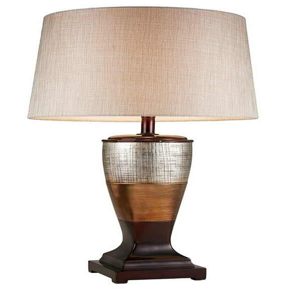 Benjara Table Lamp with Colorblock Pedestal Base, Brown