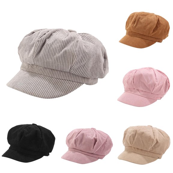 XIAOCHA Womens Corduroy Newsboy Cap Breathable Daily Beret Cap,Grey
