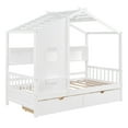 thumbnail image 4 of Lit Cabane en Bois Format Simple avec 2 Tiroirs, Lit pour Enfants avec Tablette de Rangement, Blanc, 4 of 6