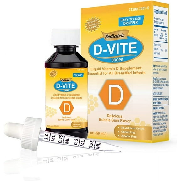 Pediatric D-Vite Liquid Vitamin D 400 IU/ml (50 ml) - Bubble Gum Flavor