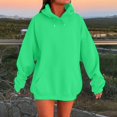 thumbnail image 2 of TQWQT Womens Oversized Green Hoodie Solid Color Hooded Long Sleeve Y2k Sweatshirts Cute Fashion Hoodie Plus Size Pullover Tops with Pockets Green 2XL, 2 of 5