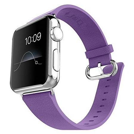 J&D Tech Modern Series Leather Strap Replacement Wrist Band with Metal Clasp Adapter for Apple Watch Series 1/2 / 3/4, 42mm -