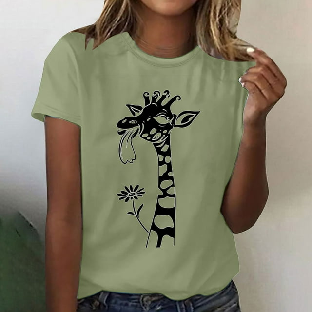Nuoqisi T-Shirts pour Femmes Grande Taille à Manches Courtes, Col Rond, T-Shirt Graphique Décontracté