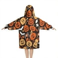 thumbnail image 2 of Autumn Halloween Pumpkin Pattern Blanket Hoodies for Kids 6-13YR Oversize Wearable Blanket Hoodies for Boys Girls Teens, 2 of 7