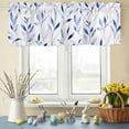 thumbnail image 6 of Valances for Windows Watercolor Abstract Blue Leaves Rod Pocket Short Curtain for Bathroom Living Room Bedroom Pastoral Botanical 1 Panel 42x12in, 6 of 9