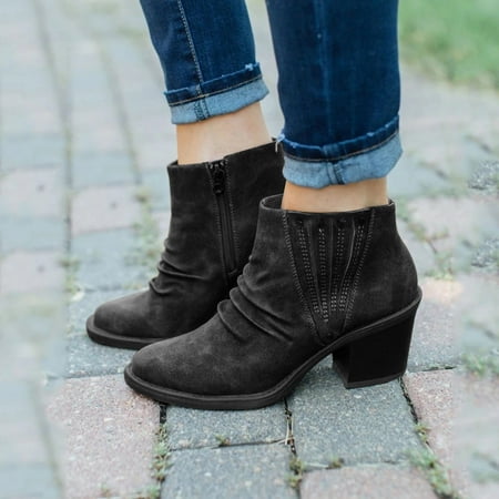 

Tejiojio Fall Clearance Women s Fashion Casual Roman Short Ankle Boots Square Heels Leather Shoes