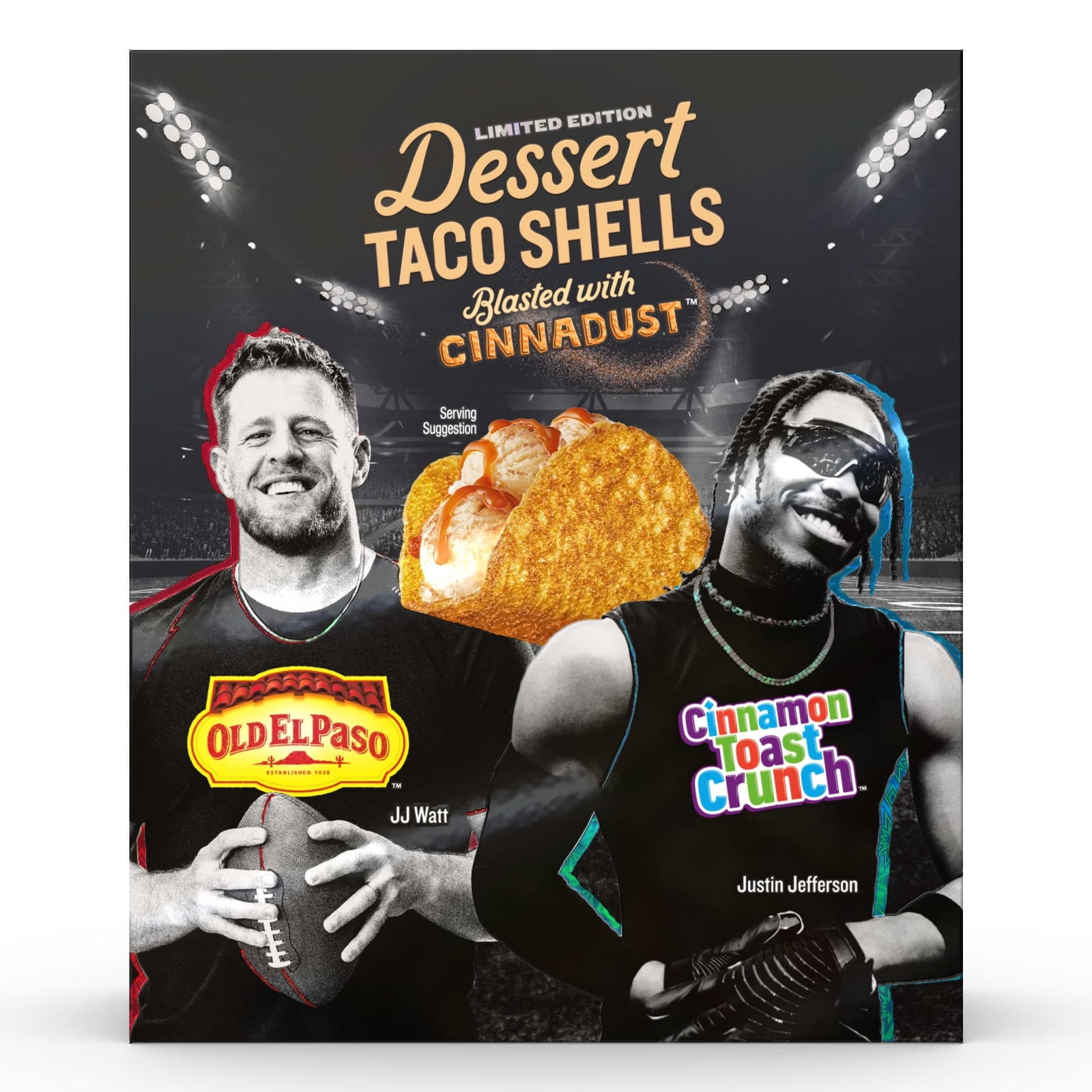 (4 pack) Old El Paso Stand 'N Stuff Cinnamon Toast Crunch Dessert Taco Shells, 10 Ct, 5.4 oz
